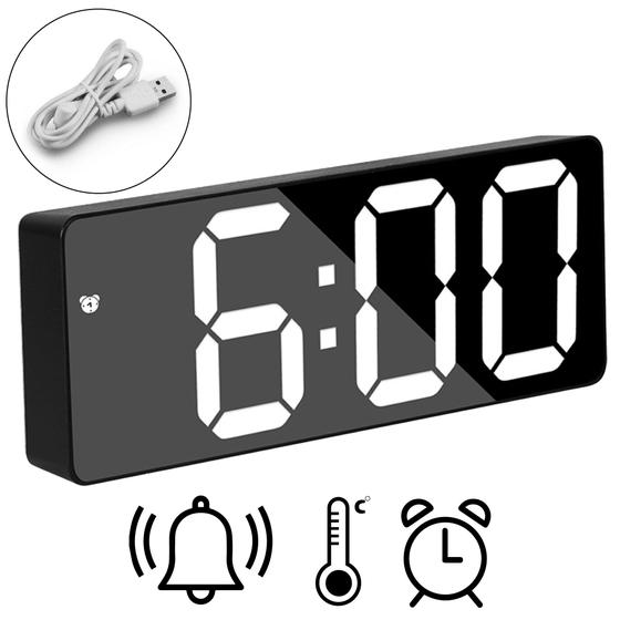 Imagem de Relógio De Mesa Digital Led Bivolt Com Calendário Alarme Temperatura Para Cama Cabeceira