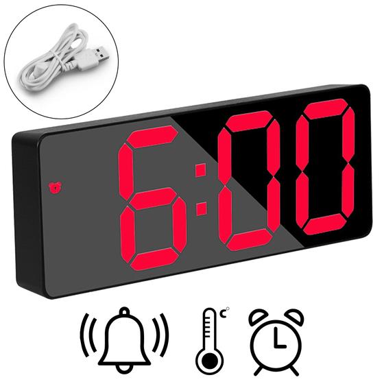 Imagem de Relógio De Mesa Digital Led Bivolt Com Calendário Alarme Temperatura Para Cama Cabeceira