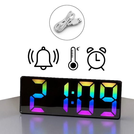 Imagem de Relógio De Mesa Digital Led Grande Com Calendário Temperatura Linha Premium