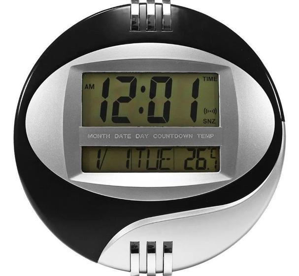 Imagem de Relógio de mesa e parede digital 20x20cm data temperatura
