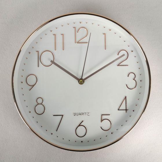 Relógio De Parede 30cm Branco e Rose Design Moderno Clean Menor preço em Relógio De Parede 30cm Branco e Rose Design Moderno Clean