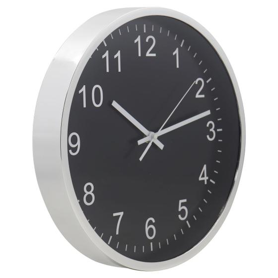 Imagem de Relógio de Parede 30cm Para Cozinha, Sala - Prata e Preto