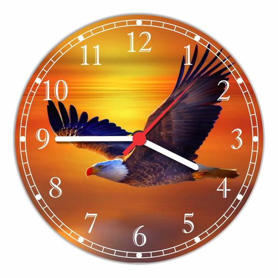 Imagem de Relógio De Parede Águia Ave Pássaros Animais Salas Cozinhas Tamanho Grande 50 Cm Quartz G02