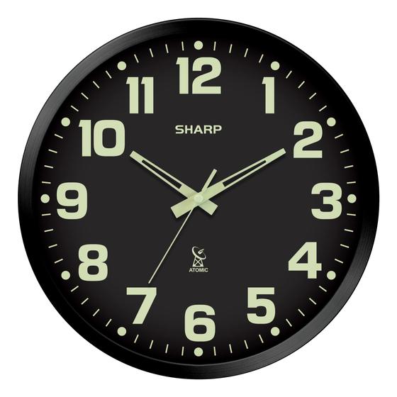 Imagem de Relógio de Parede Atômico Sharp Glow in The Dark - 30cm - Moldura Preta