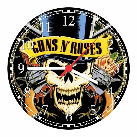 Imagem de Relógio De Parede Bandas Guns And Roses Hard Rock Heavy Metal Quartos Decoração 40 Cm RC015