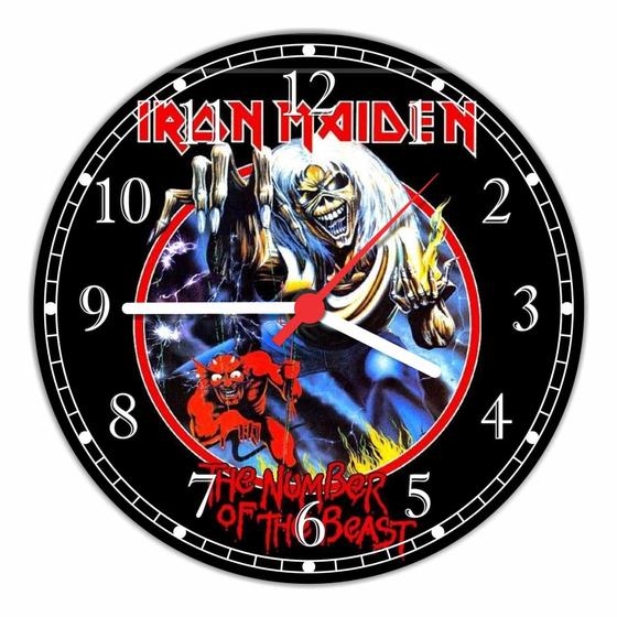 Imagem de Relógio De Parede Bandas Iron Maiden The Number Of The Beast Rock And Roll Tamanho 40 Cm RC020