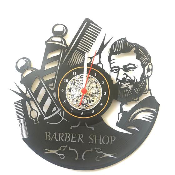 Imagem de Relógio de Parede, Barber Shop, Barbeiro, Barbearia, Disco Vinil, Decoração