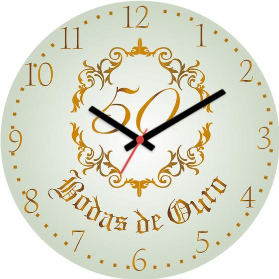Imagem de Relógio De Parede Bodas Ouro 50 Anos Presente Casamento 30cm