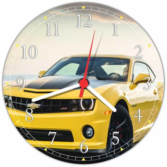 Imagem de Relógio De Parede Carro Camaro Amarelo Decorar