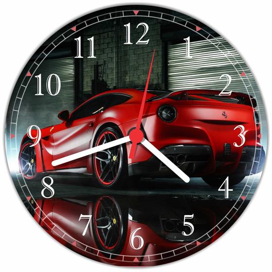 Imagem de Relógio De Parede Carro Esportivo Ferrari Automobilismo Automóvel Oficinas Lojas 40 Cm RC002