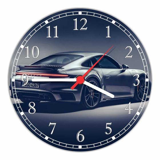 Imagem de Relógio De Parede Carro Esportivo Porsche Grafite Automobilismo Automóvel Tamanho 40 Cm RC042