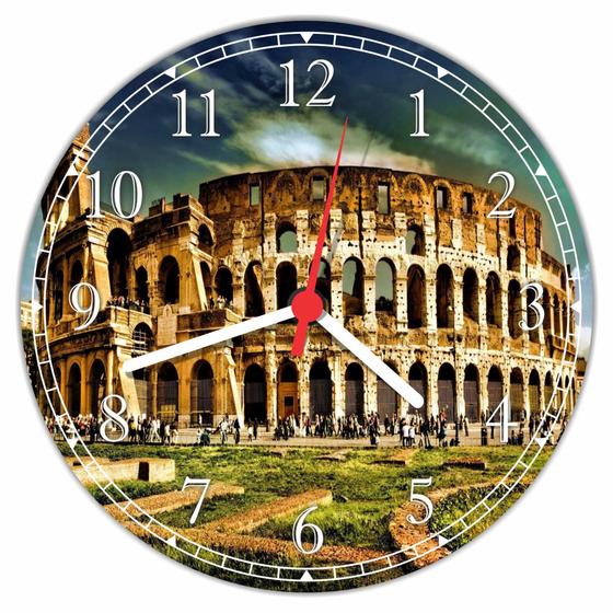 Imagem de Relógio De Parede Cidade Roma País Itália Coliseu Paisagem Quartz Tamanho 40 Cm RC000
