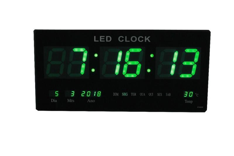 Imagem de Relogio De Parede De Led Verde Digital Alarme Data Temperatura (rel-59)