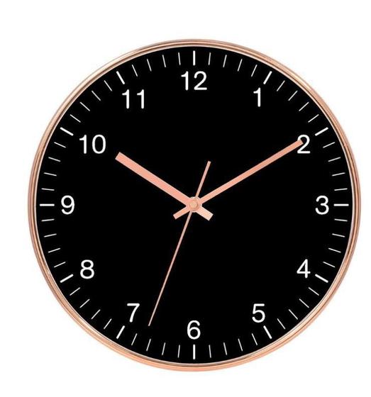 Imagem de Relógio de Parede de Plástico Cobre e Preto 30 cm x 4 cm
