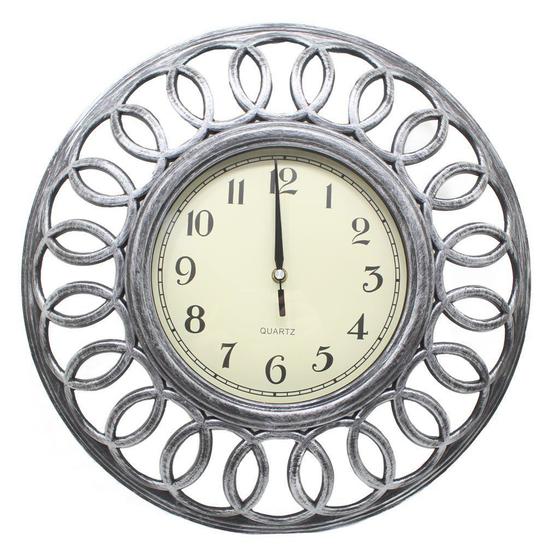 Imagem de Relógio De Parede Decorativo Grande Prata Sala Escritório 46,5cm