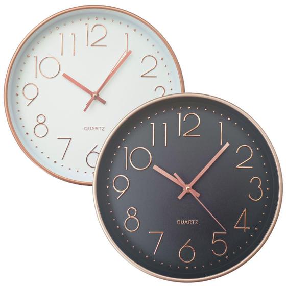 Imagem de Relógio de Parede Decorativo Moderno 30cm Rose Gold Silencioso Grande Decoração Cozinha Sala
