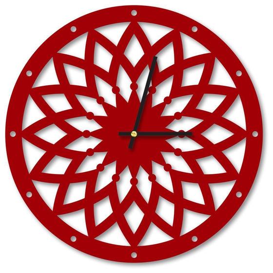 Imagem de Relógio de Parede Decorativo Premium Mandala Vazado Vermelho