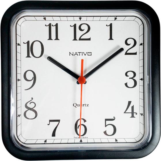 Imagem de Relógio de Parede Decorativo Quadrado Sala Cozinha Nativo 22x22cm
