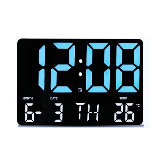 Imagem de Relógio de parede digital led grande com data mês e ano temperatura dia da semana despertador 