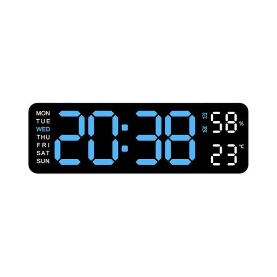 Relógio de Parede Digital LED Grande - Temperatura, Umidade e Formato 12/24h Menor preço em Relógio de Parede Digital LED Grande - Temperatura, Umidade e Formato 12/24h