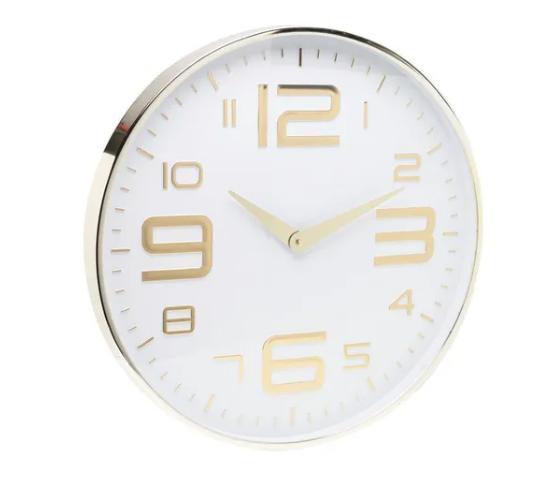 Relógio de Parede em Plástico Branco e Dourado 30,5x4cm - Lyor Menor preço em Relógio de Parede em Plástico Branco e Dourado 30,5x4cm - Lyor