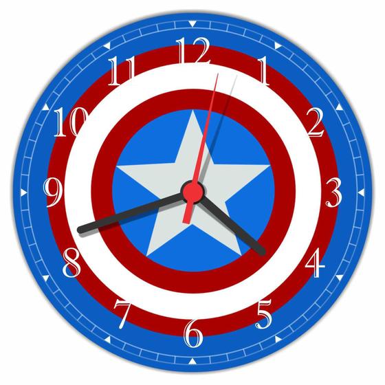 Imagem de Relógio De Parede Escudo Capitão América Decorar