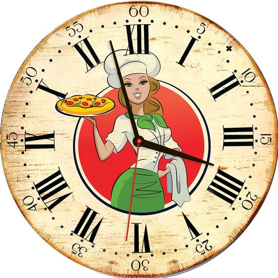 Imagem de Relógio de Parede Estilo Rústico Chefe Cozinha 30 cm