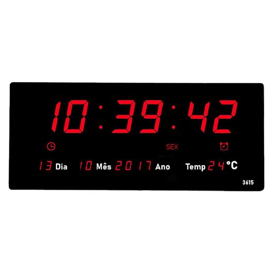 Relógio De Parede Grande Digital Led Calendário Alarme Menor preço em Relógio De Parede Grande Digital Led Calendário Alarme