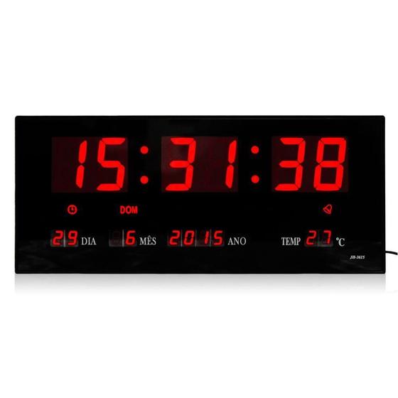 Relogio De Parede Grande Led Digital Alarme 36cm Menor preço em Relogio De Parede Grande Led Digital Alarme 36cm