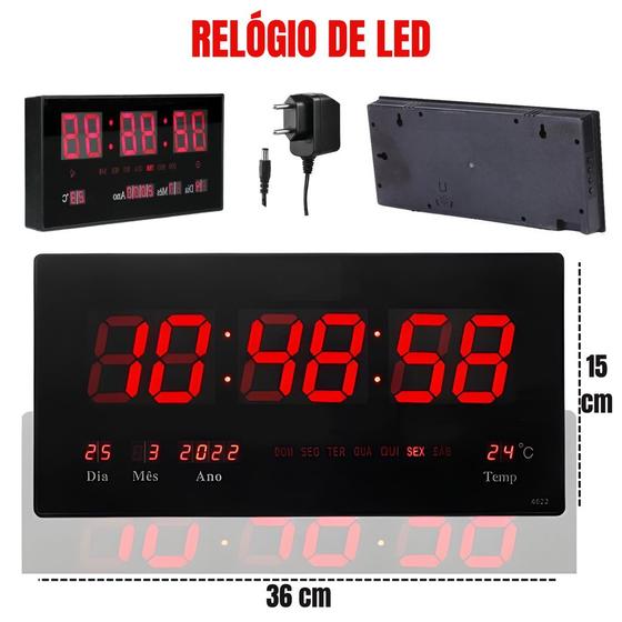 Relógio De Parede Grande Led Digital para Academia Hospital Termometro Data Hora Minutos Segundos Menor preço em Relógio De Parede Grande Led Digital para Academia Hospital Termometro Data Hora Minutos Segundos