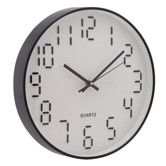 Imagem de Relógio De Parede Lyor Quartz Preto Em Plástico 30,5Cm