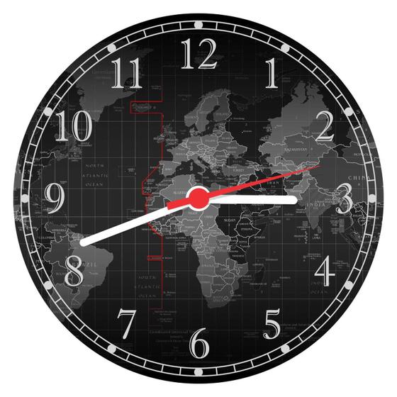 Imagem de Relógio De Parede Mapa Mundo Países Continentes Decorações Interiores