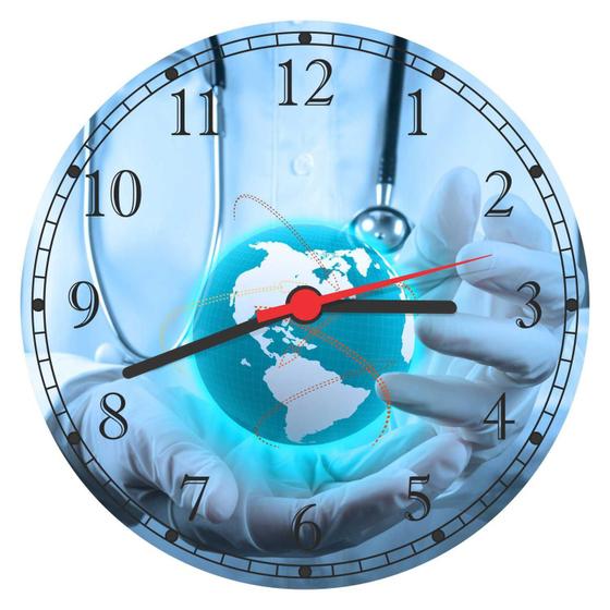 Imagem de Relógio De Parede Medicina Médicos Consultórios Mundo