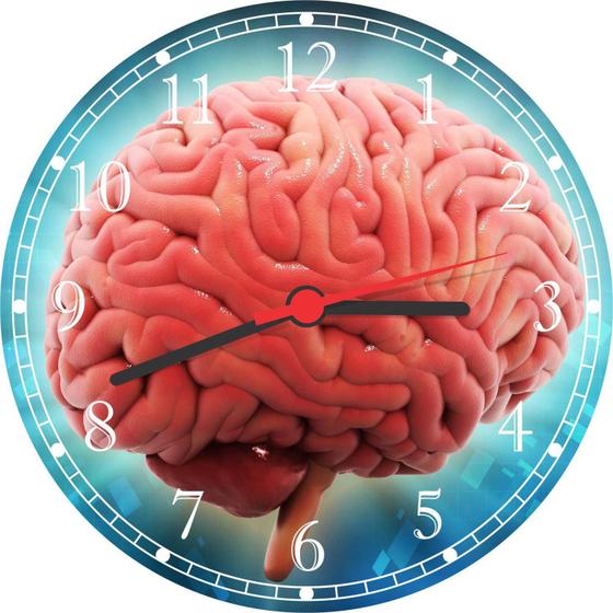 Imagem de Relógio De Parede Medicina Psicologia Médicos Consultórios Cérebro Salas