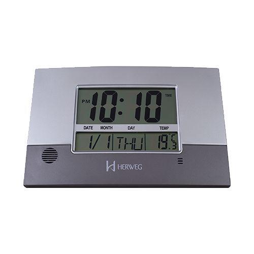 Imagem de Relógio de Parede/Mesa Digital Com Temperatura e Calendário Herweg 6473-071 Cinza Metálico