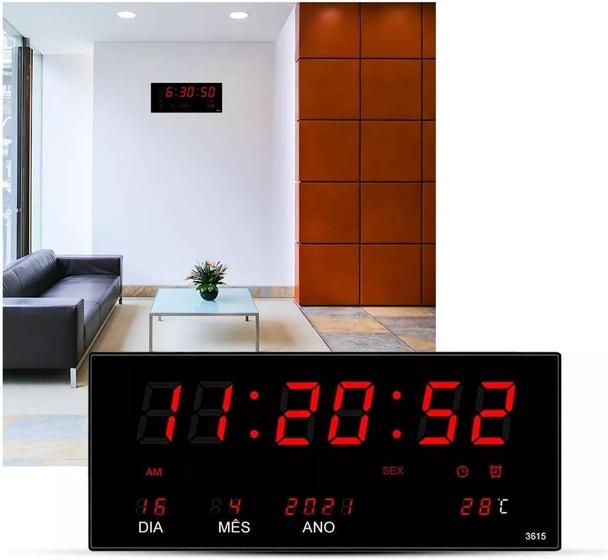 Imagem de Relógio de Parede Mesa Painel Led Digital 36cm Bivolt 