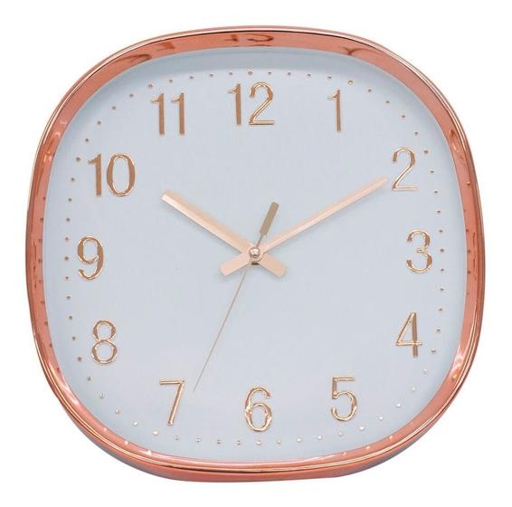 Imagem de Relógio De Parede Moderno Rosê Gold Grande 29.5x29.5cm