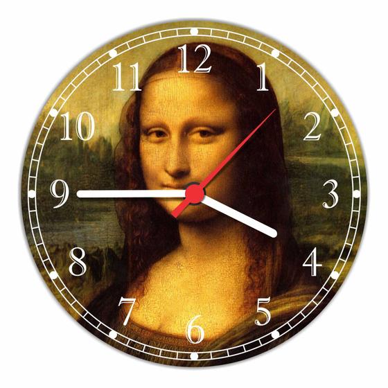 Imagem de Relógio De Parede Monalisa História Pintura Da Vinci Salas Quartos Quartz Tamanho 40 Cm RC007