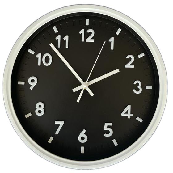 Relógio de Parede Preto Redondo Grande 30cm Analógico Decorativo para Casa Cozinha ou Sala Menor preço em Relógio de Parede Preto Redondo Grande 30cm Analógico Decorativo para Casa Cozinha ou Sala