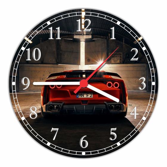 Imagem de Relógio De Parede Quartz Carro Ferrari Traseira Automobilismo Automóvel Tamanho 40 Cm RC047