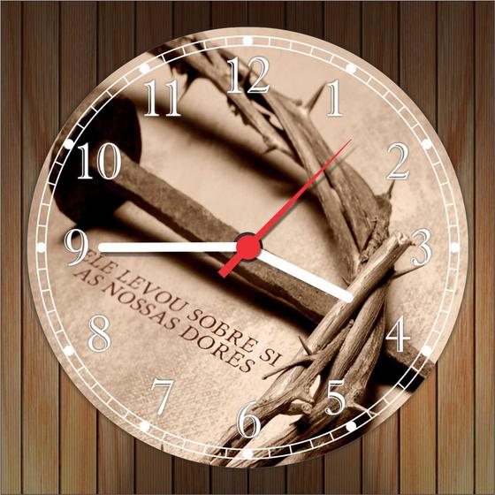 Imagem de Relógio De Parede Quartz Católico Evangélico Jesus Cristo Coroa De Espinhos Tamanho 40 Cm RC011