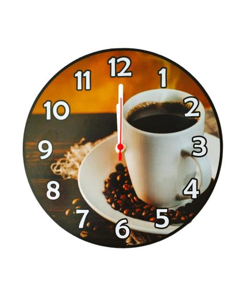 Relógio De Parede Redondo Em Mdf Decorativo Para Cozinha Café Grãos Menor preço em Relógio De Parede Redondo Em Mdf Decorativo Para Cozinha Café Grãos