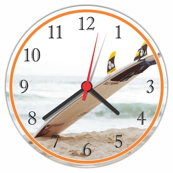 Imagem de Relógio De Parede Surfe Esporte Prancha Onda Paisagem Lojas Salas Quartos Quartz Tamanho 40 Cm RC005
