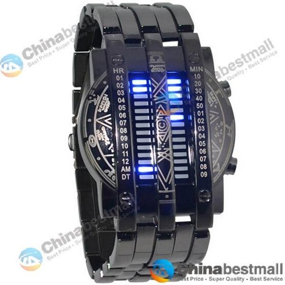 Imagem de Relógio de pulseira binária LED masculino - azul