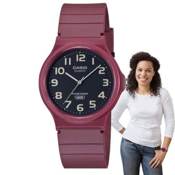 Imagem de Relógio de Pulso Casio Feminino Analógico Leve Esportivo Prova Dágua Redondo Vermelho MQ-24UC-4BDF