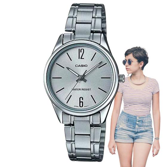 Imagem de Relógio de Pulso Casio Feminino Analógico Prata Pequeno Pulseira Aço Inoxidável Redondo Casual Prata LTP-V005D-7BUDF