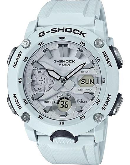 Imagem de Relógio de Pulso Casio G-Shock Masculino Anadigi Branco Azulado Redondo 200 Metros Original Esportivo  GA-2000S-7ADR