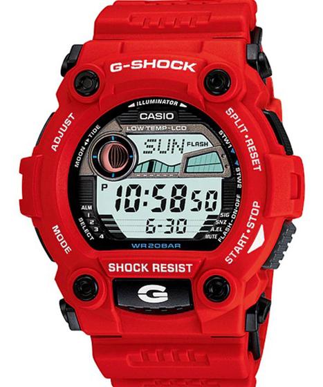 Imagem de Relógio de Pulso Casio G-Shock Masculino Digital Tábua de Marés Surf Prova dágua 200m Preto Azul Vermelho G-7900