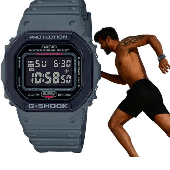 Imagem de Relógio de pulso Casio G-Shock Resistente Choques Prova Dágua 20 ATM Esportivo Cronômetro Alarme Multifuncional Temporizador Quartz Illuminator Masculino Digital Cinza DW-5610SU-8DR