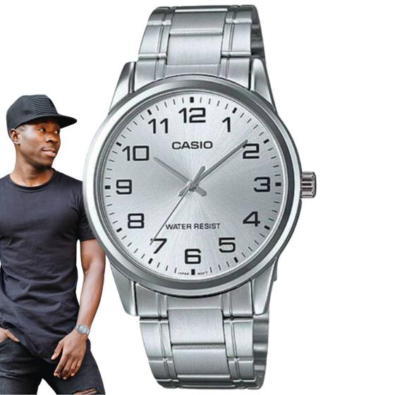 Imagem de Relógio de Pulso Casio Masculino Casual Classico Elegante Collection Resistente a agua Quartz Aço Inox Redondo Prata MTP-V001D-7BUDF